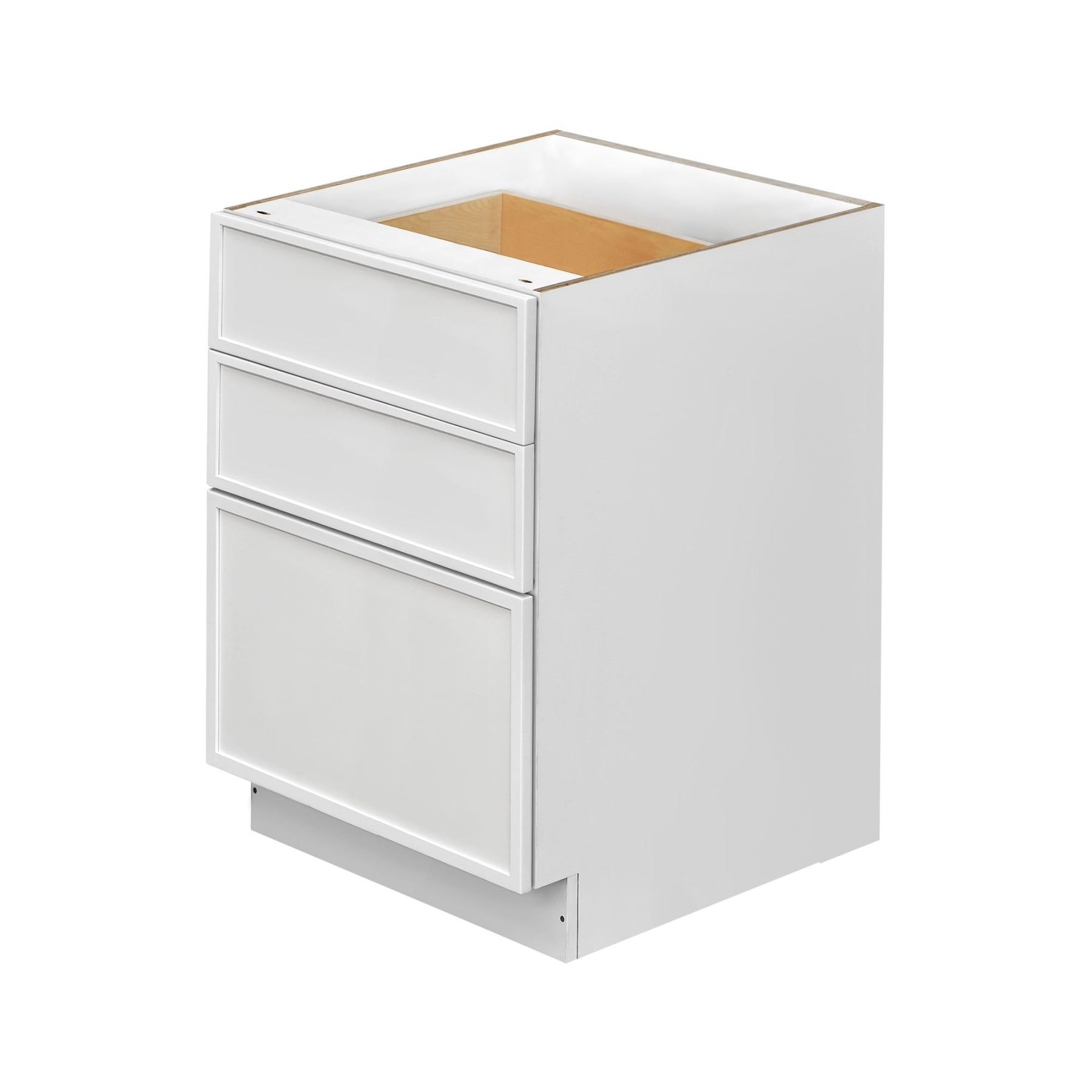 Slim White Shaker - 24"W Drawer Base Cabinet 3-Drawers