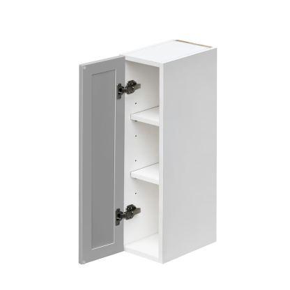 White Box Gray Slim - 9"W × 30"H Standard Wall Cabinet 1-Door 2-Adjustable Shelves