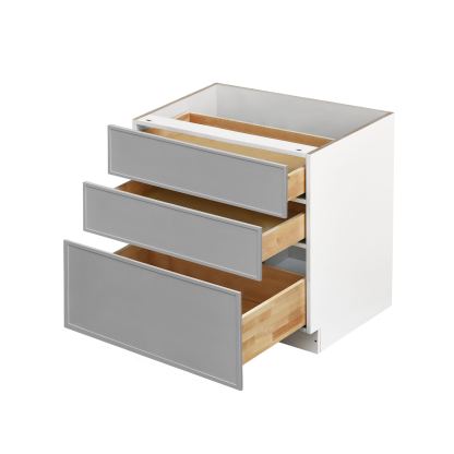 White Box Gray Slim - 36"W Drawer Base Cabinet 3-Drawers