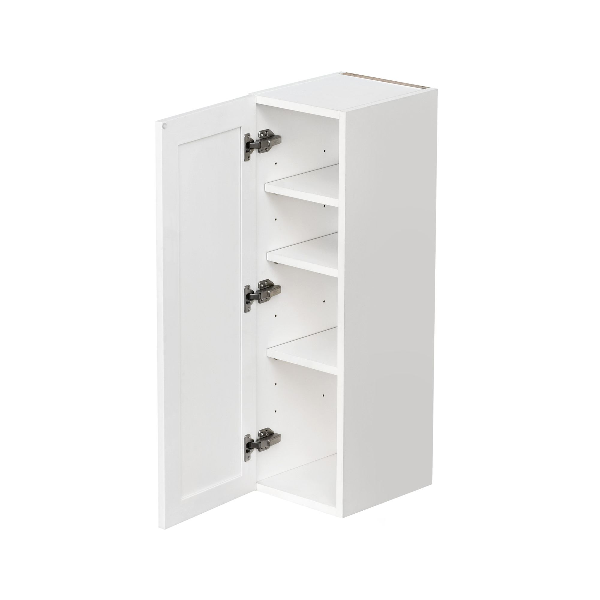 Slim White Shaker - 9"W × 36"H Standard Wall Cabinet 1-Door 3-Adjustable shelves