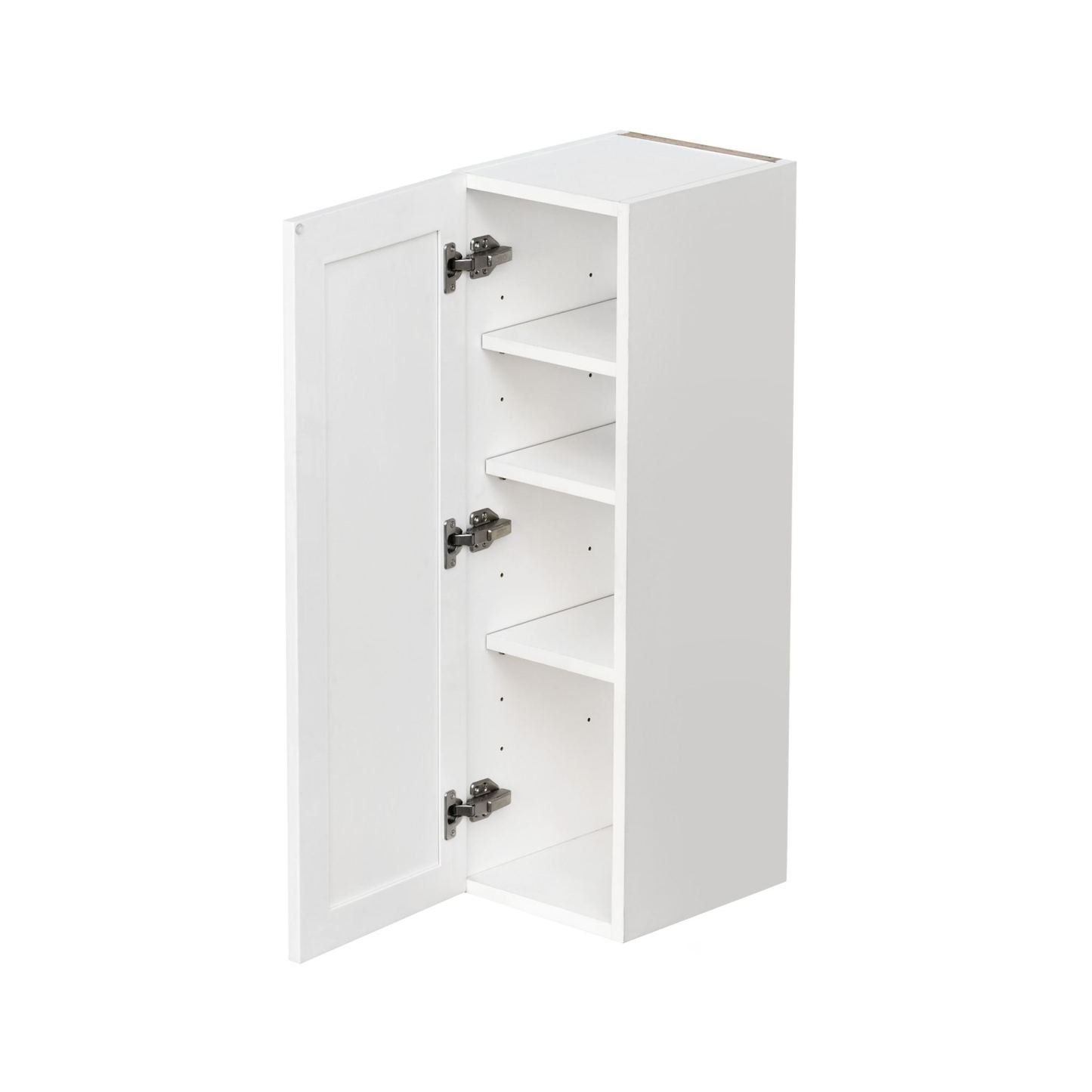 Slim White Shaker - 9"W × 36"H Standard Wall Cabinet 1-Door 3-Adjustable shelves