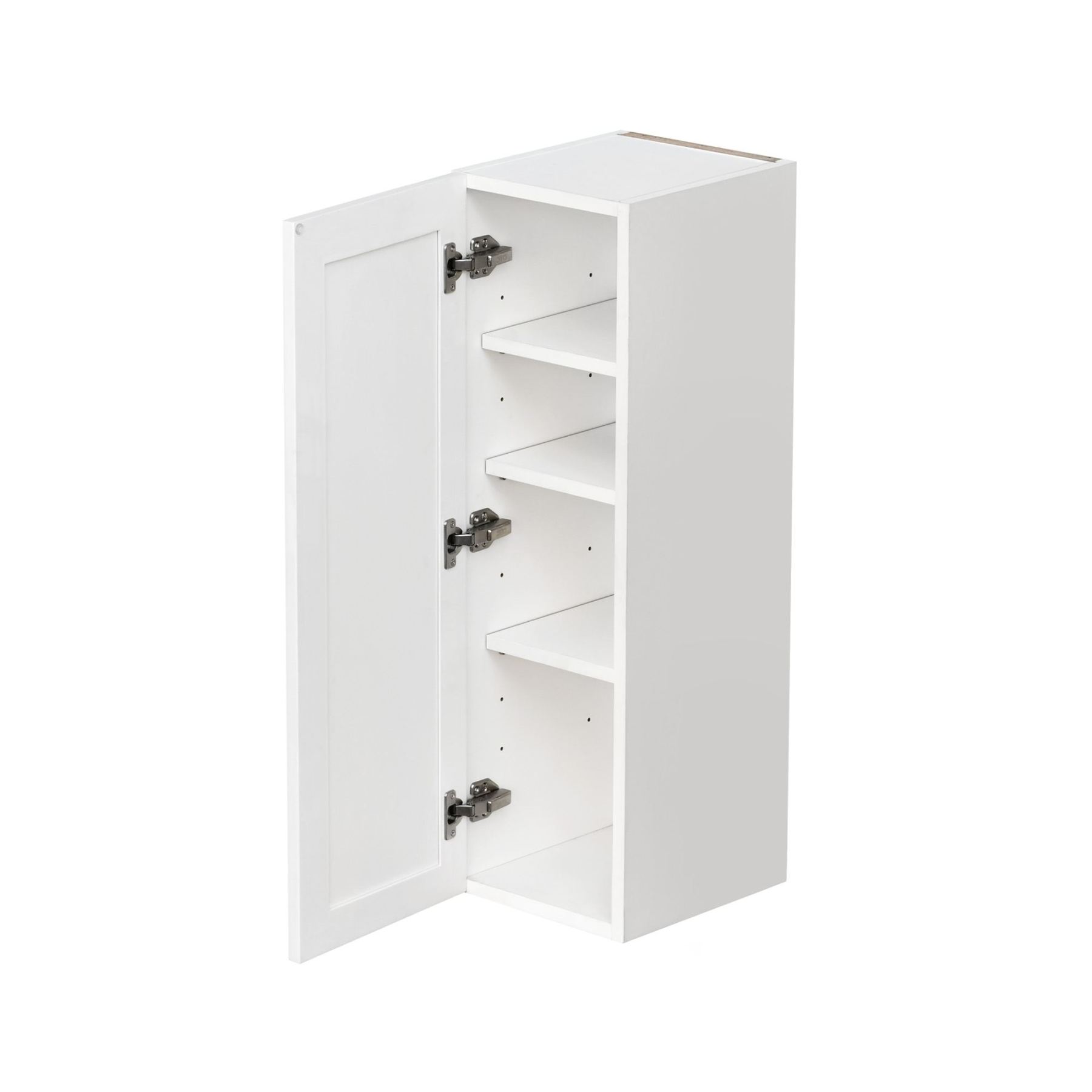Slim White Shaker - 9"W × 36"H Standard Wall Cabinet 1-Door 3-Adjustable shelves