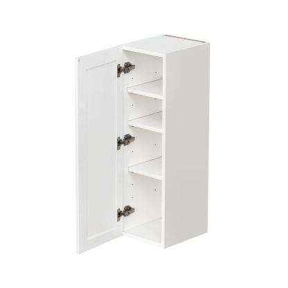 Slim White Shaker - 9"W × 36"H Standard Wall Cabinet 1-Door 3-Adjustable shelves