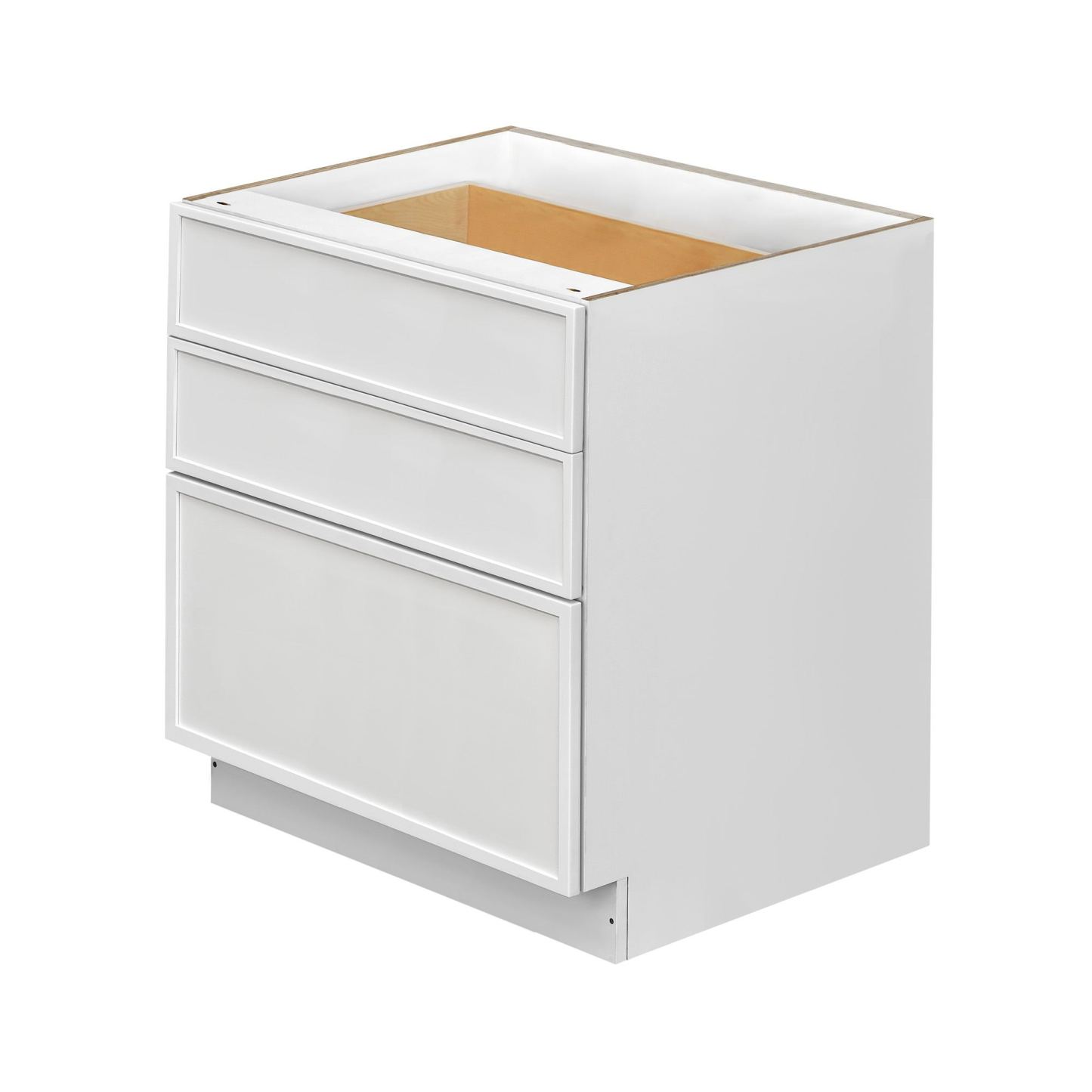 Slim White Shaker - 33"W Drawer Base Cabinet 3-Drawers