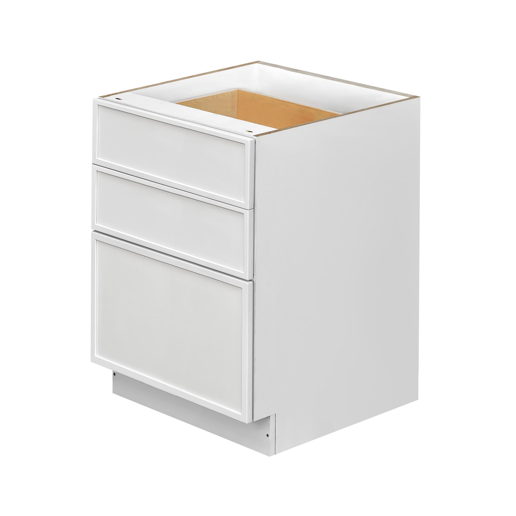 Slim White Shaker - 27"W Drawer Base Cabinet 3-Drawers