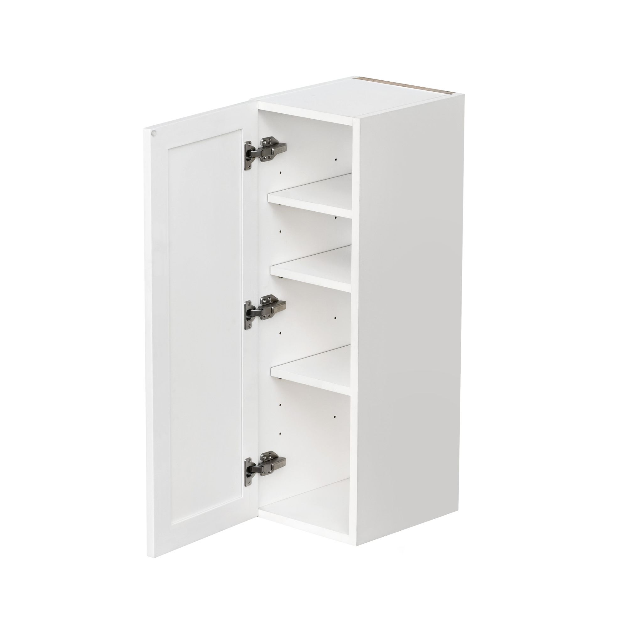 Slim White Shaker - 12"W × 36"H Standard Wall Cabinet 1-Door 3-Adjustable shelves