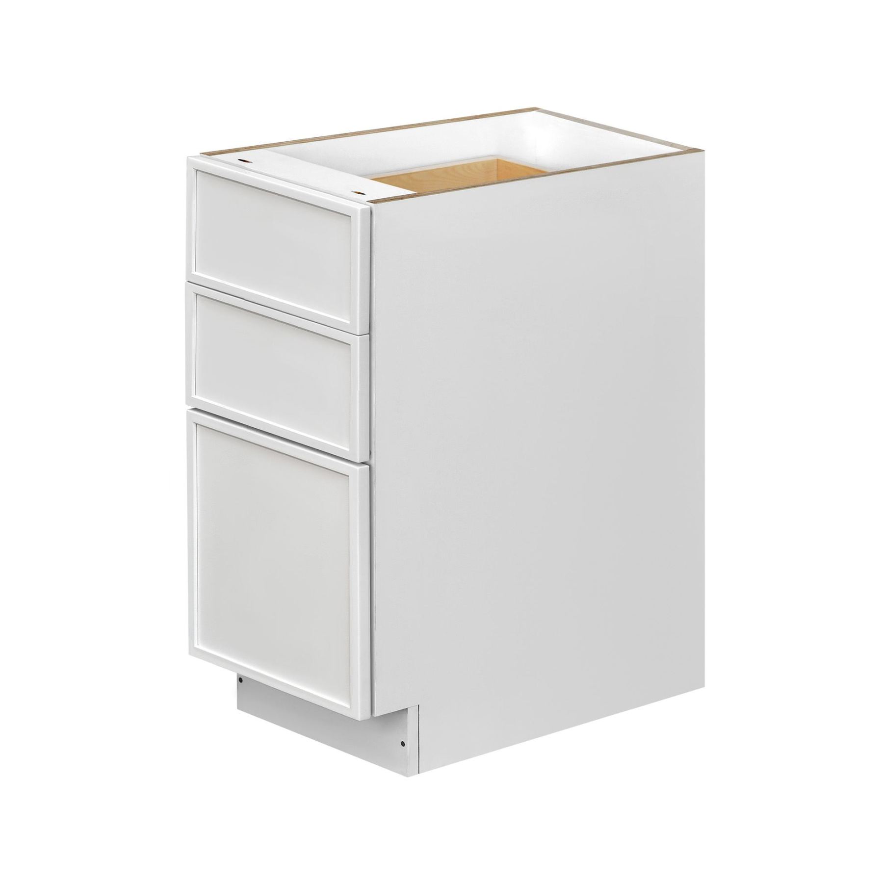 Slim White Shaker - 12"W Drawer Base Cabinet 3-Drawers