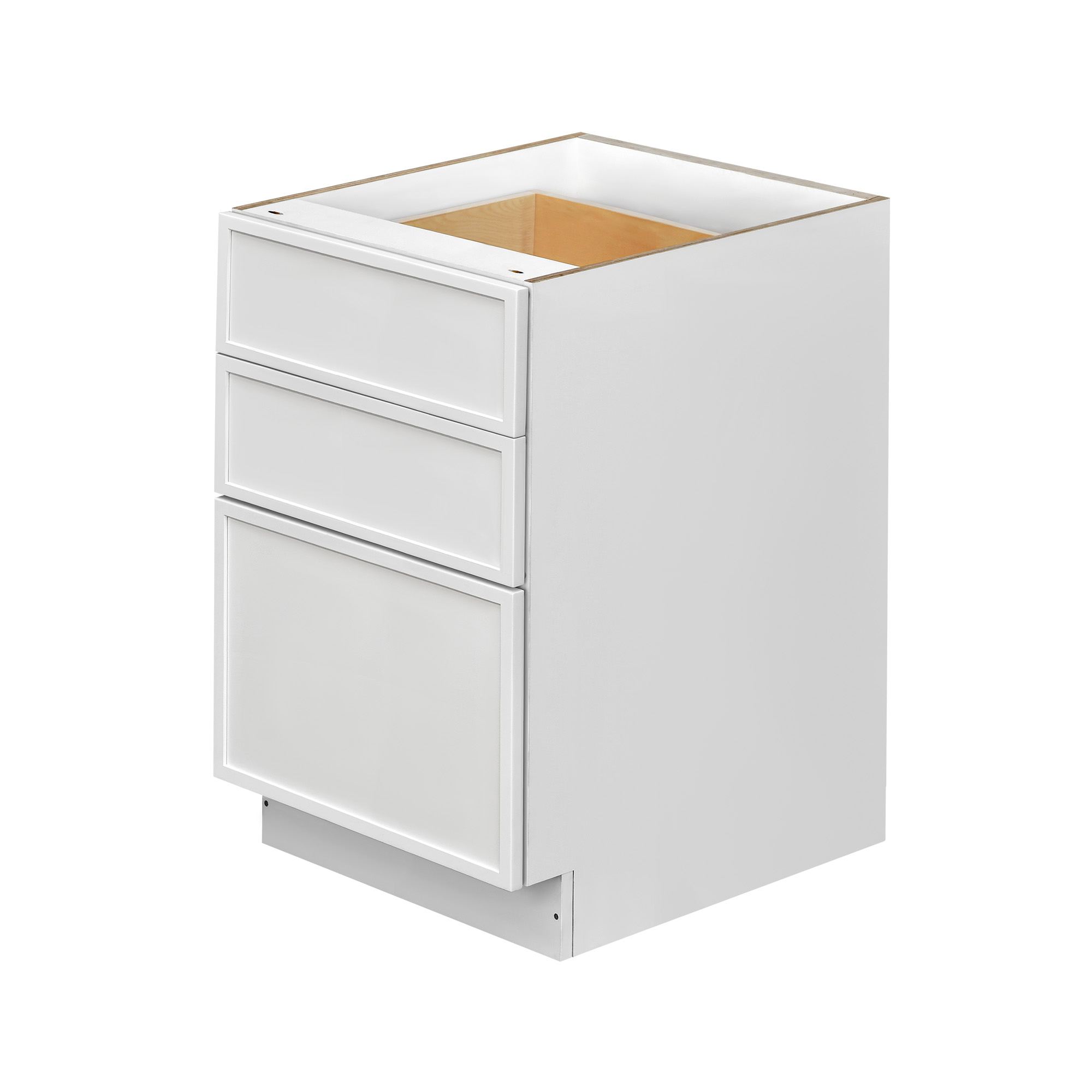 Slim White Shaker - 21"W Drawer Base Cabinet 3-Drawers