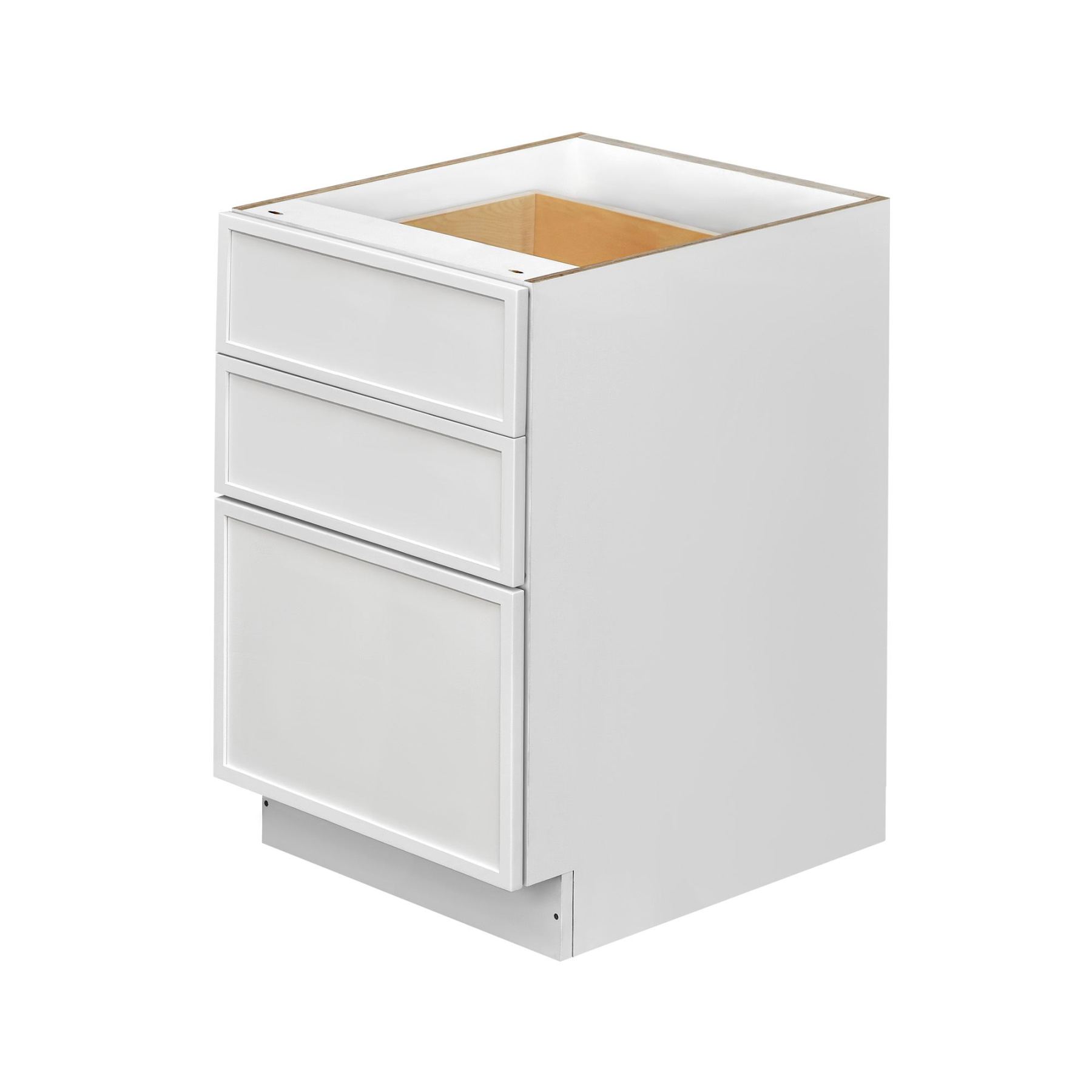 Slim White Shaker - 21"W Drawer Base Cabinet 3-Drawers