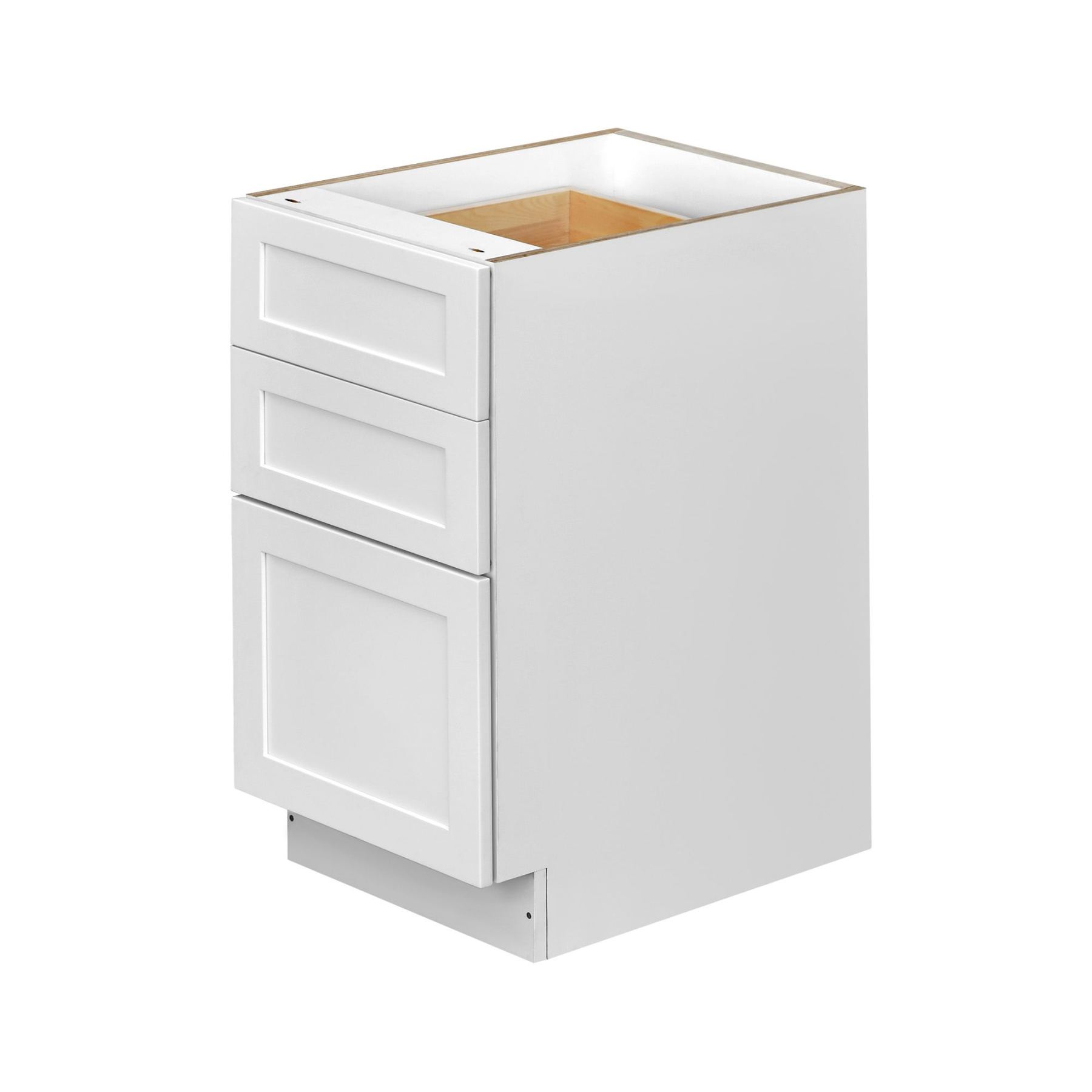 White Shaker - 18"W Drawer Base Cabinet 3-Drawers