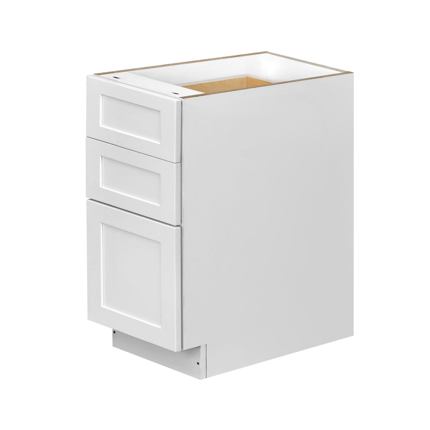 White Shaker - 15"W Drawer Base Cabinet 3-Drawers