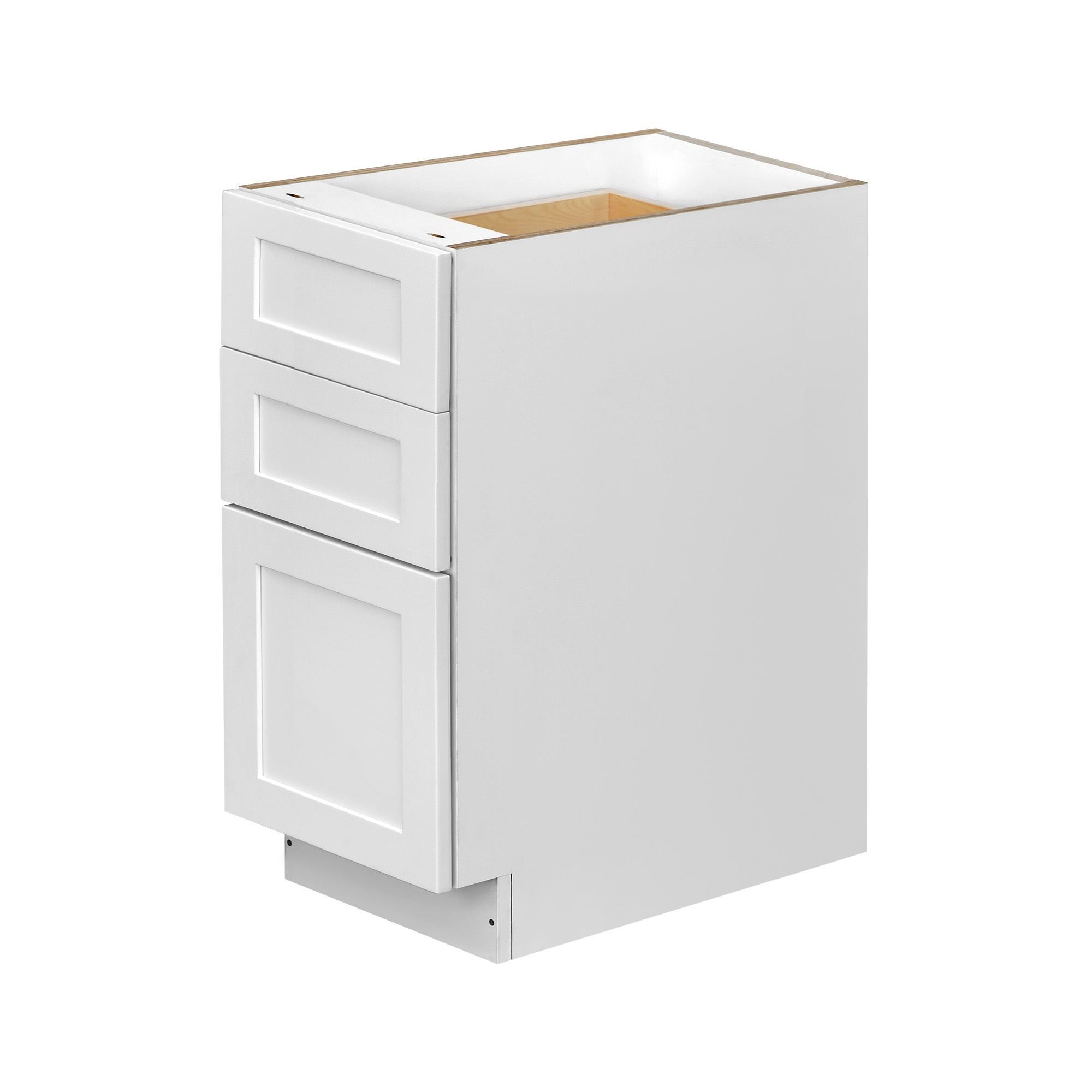 White Shaker - 12"W Drawer Base Cabinet 3-Drawers