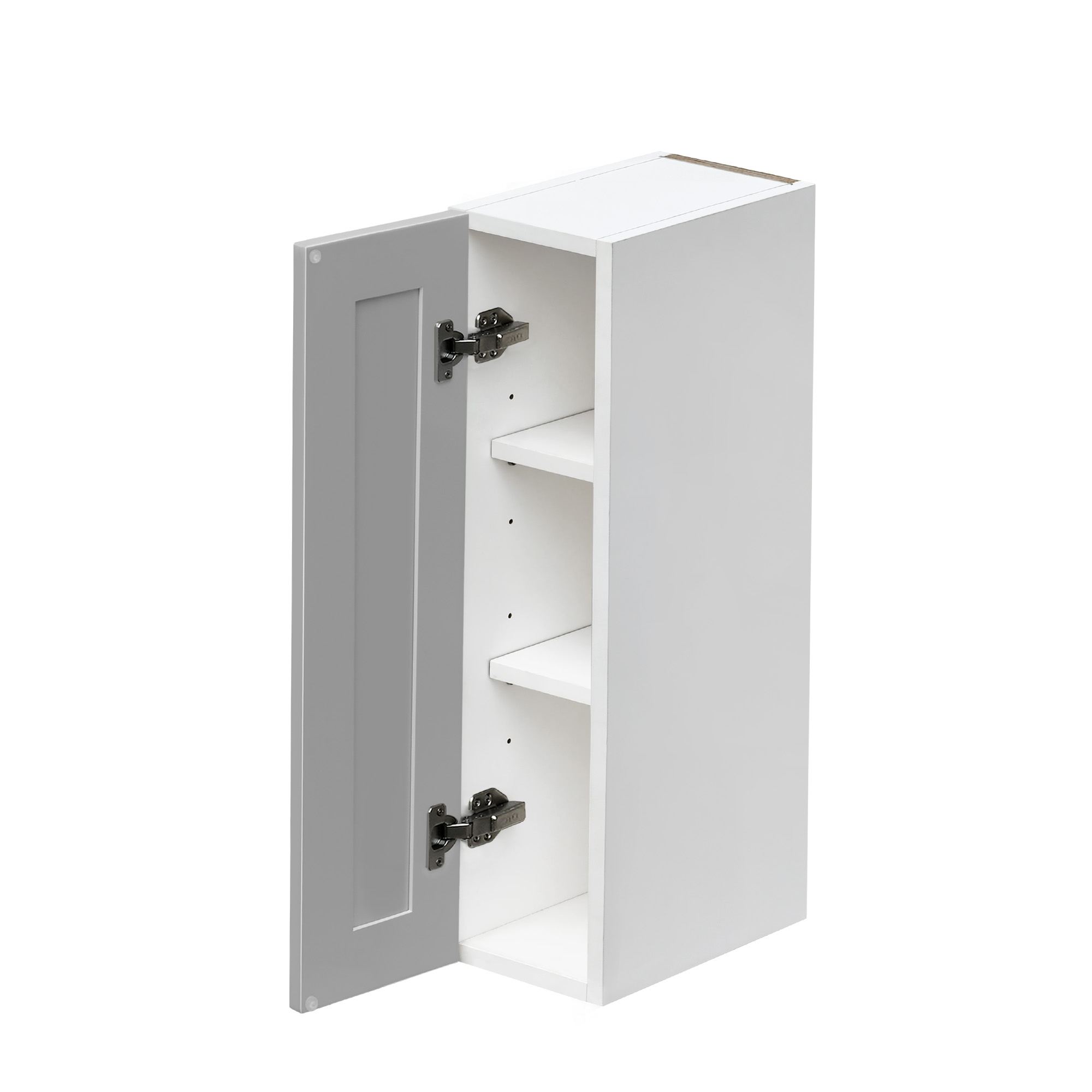 White Box Gray Shaker - 9"W × 30"H Standard Wall Cabinet 1-Door 2-Adjustable Shelves