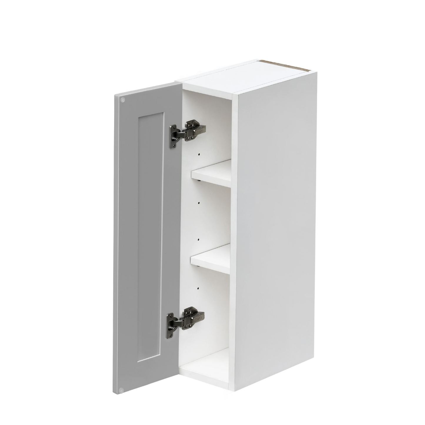 White Box Gray Shaker - 9"W × 30"H Standard Wall Cabinet 1-Door 2-Adjustable Shelves