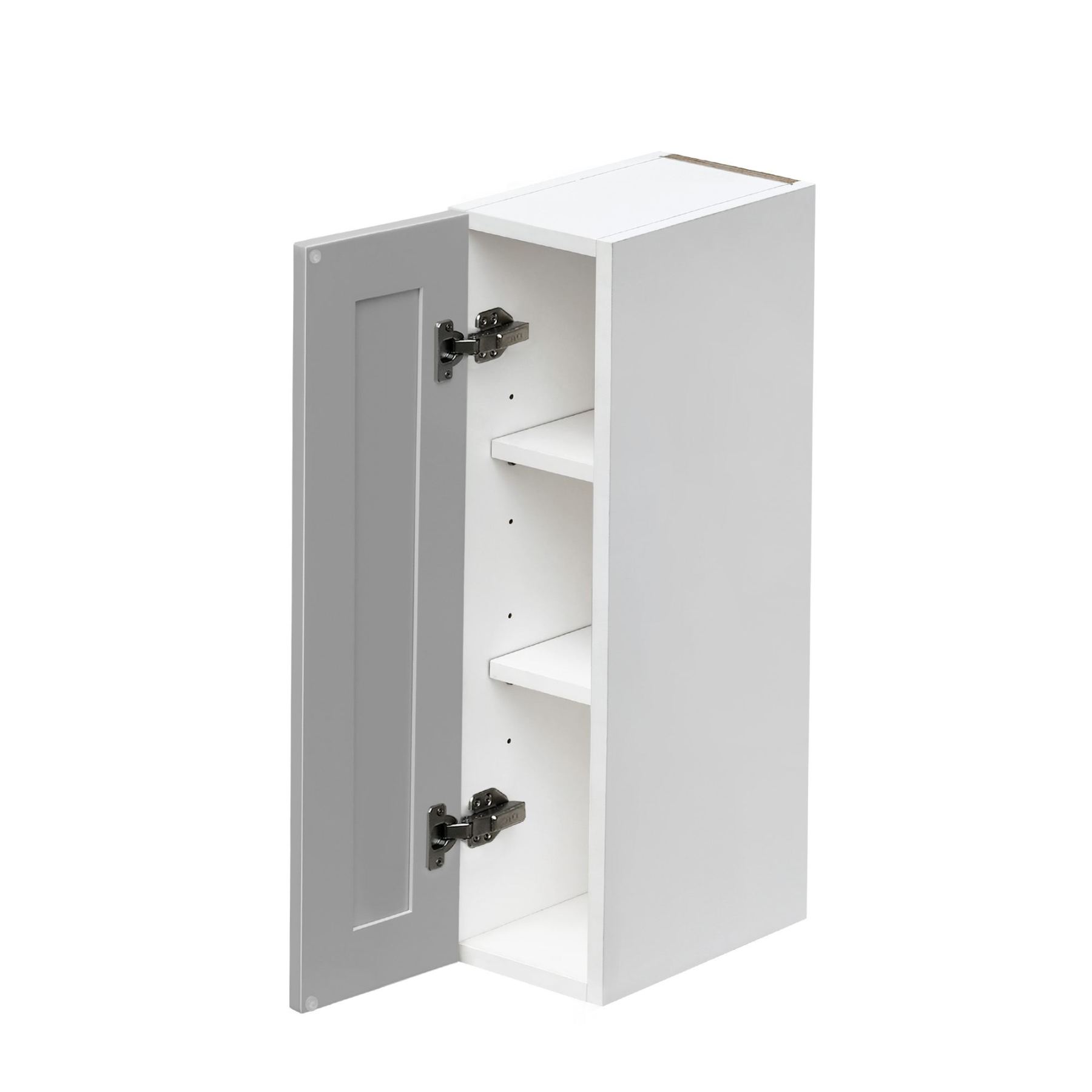 White Box Gray Shaker - 9"W × 30"H Standard Wall Cabinet 1-Door 2-Adjustable Shelves