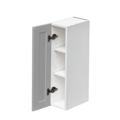 White Box Gray Shaker - 9"W × 30"H Standard Wall Cabinet 1-Door 2-Adjustable Shelves