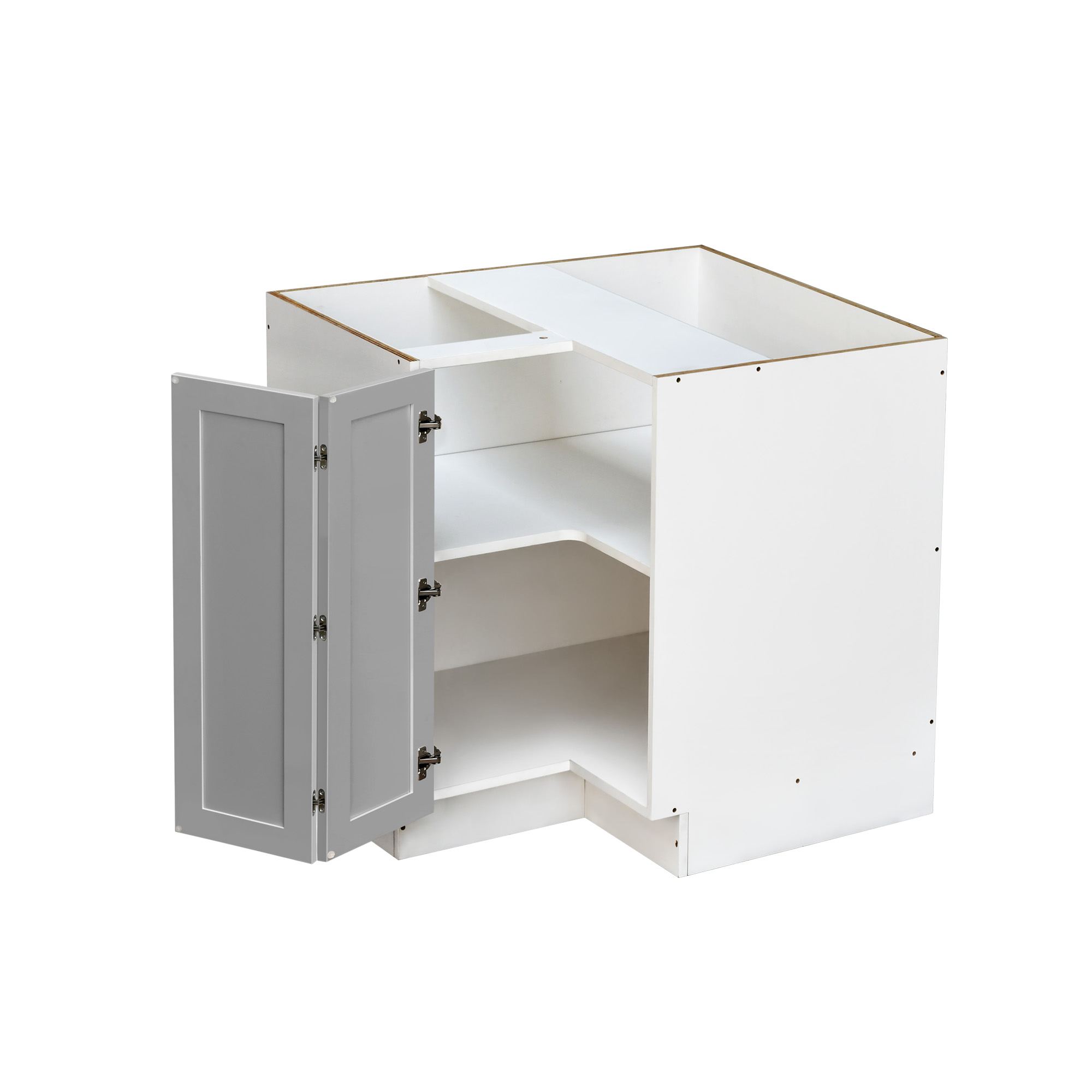 White Box Gray Shaker - 36"W Base Lazy Susan Cabinet 1-Door 1-Adjustable Shelf