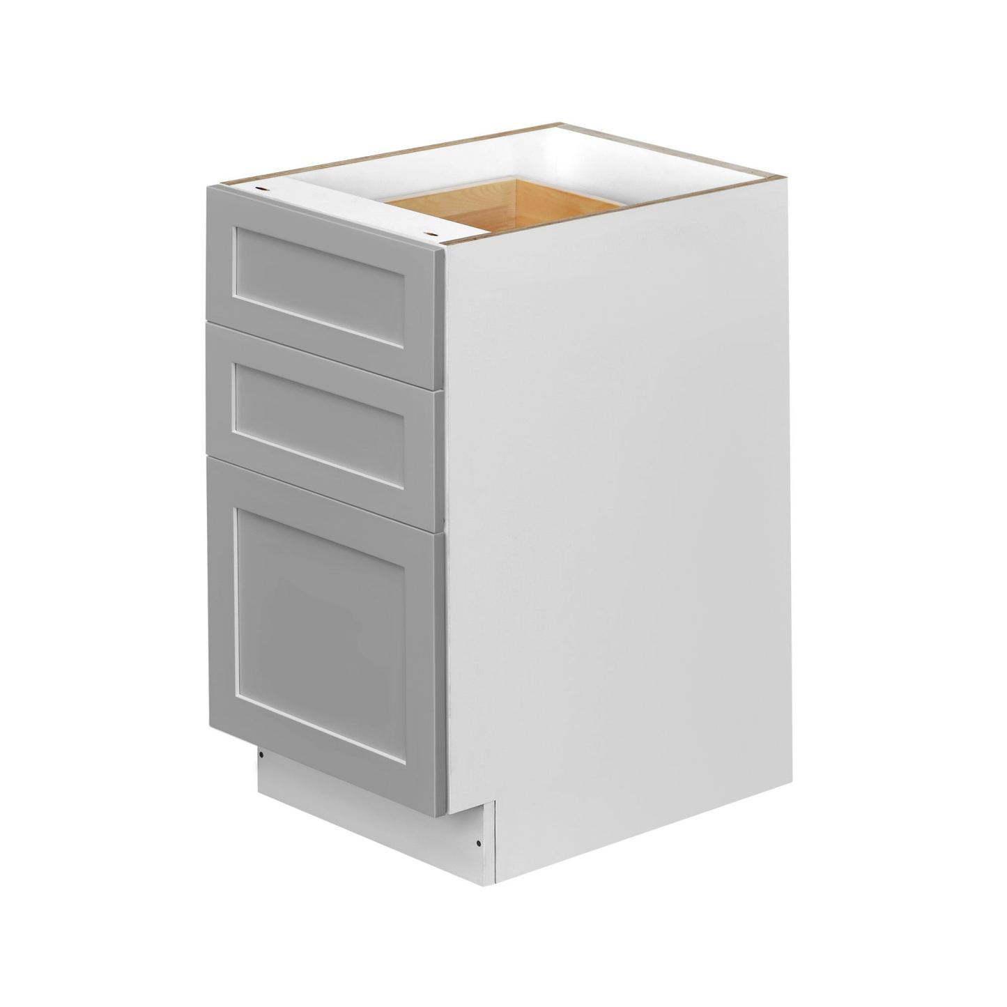 White Box Gray Shaker - 18"W Drawer Base Cabinet 3-Drawers