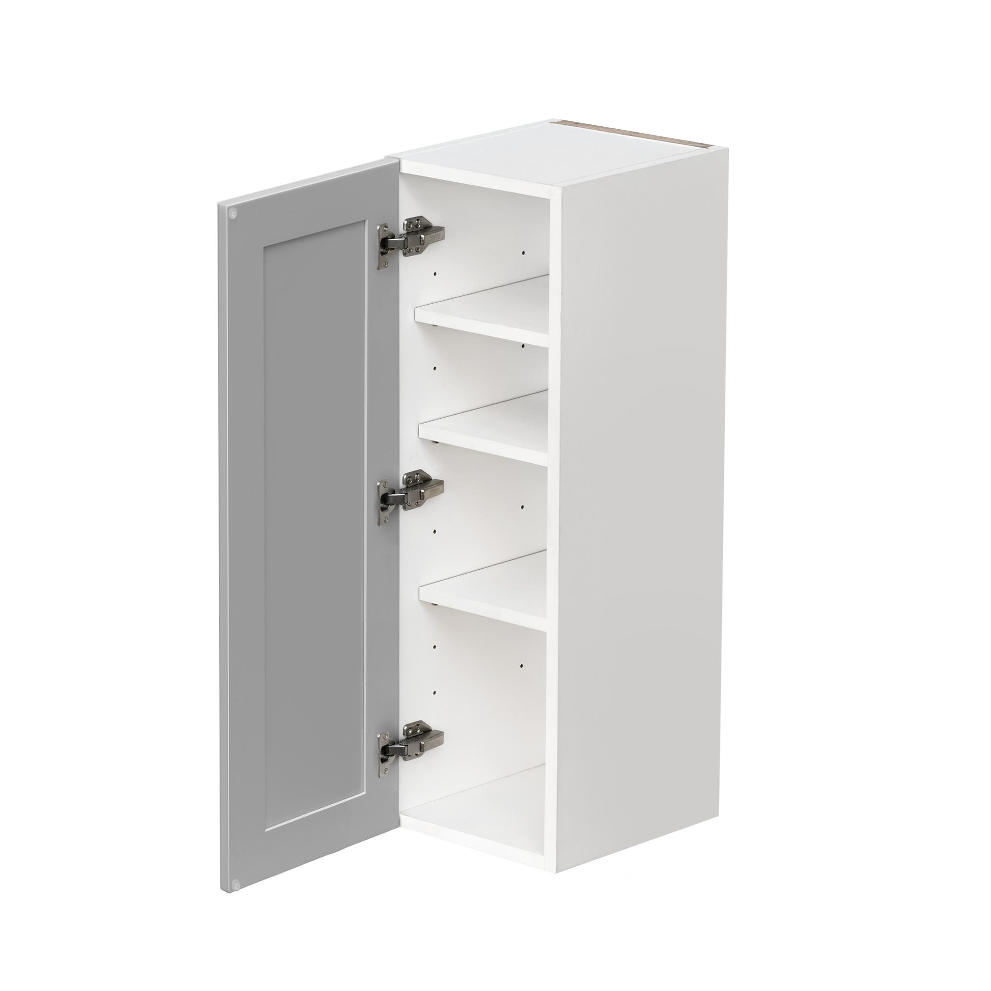 White Box Gray Shaker - 12"W × 36"H Standard Wall Cabinet 1-Door 3-Adjustable shelves