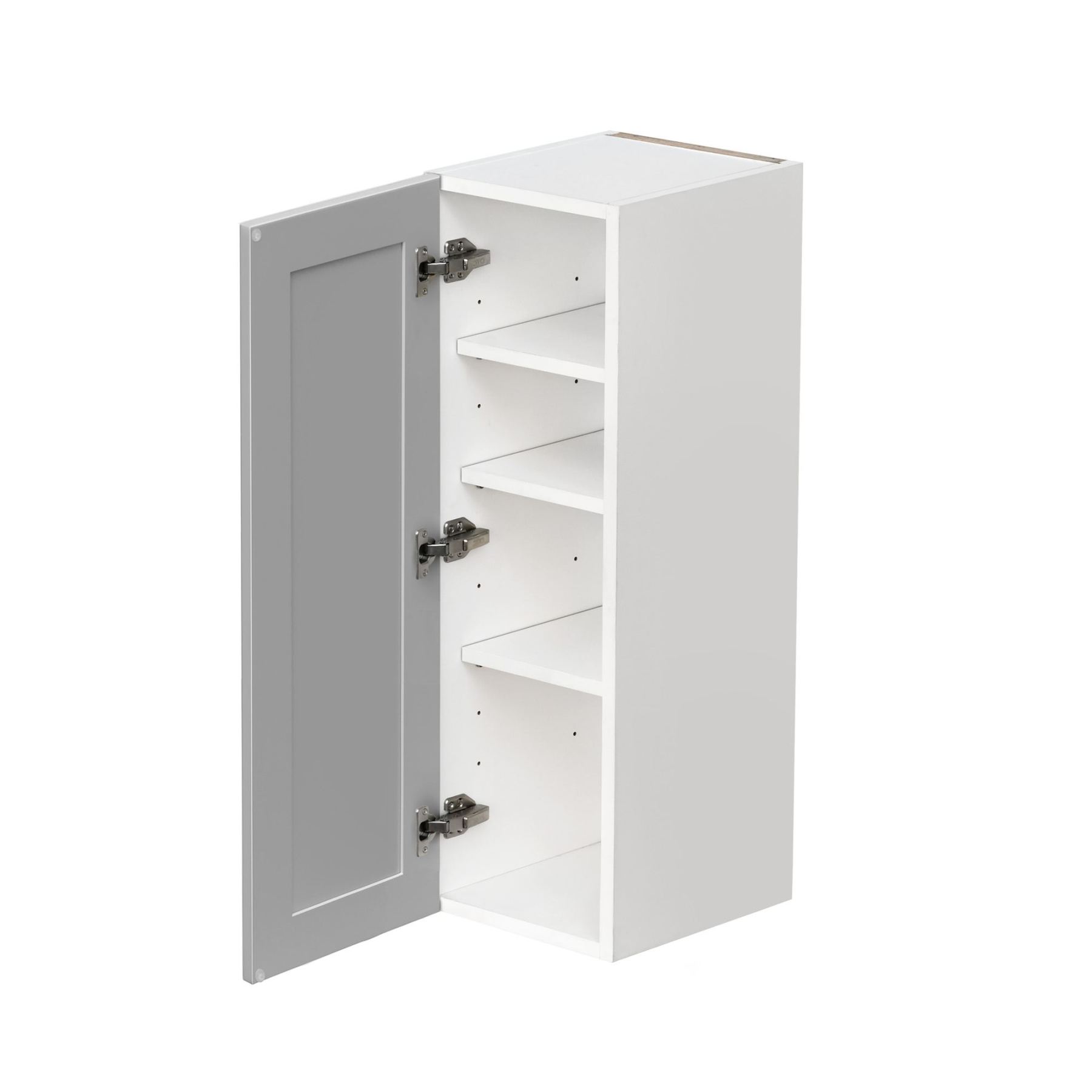 White Box Gray Shaker - 12"W × 36"H Standard Wall Cabinet 1-Door 3-Adjustable shelves
