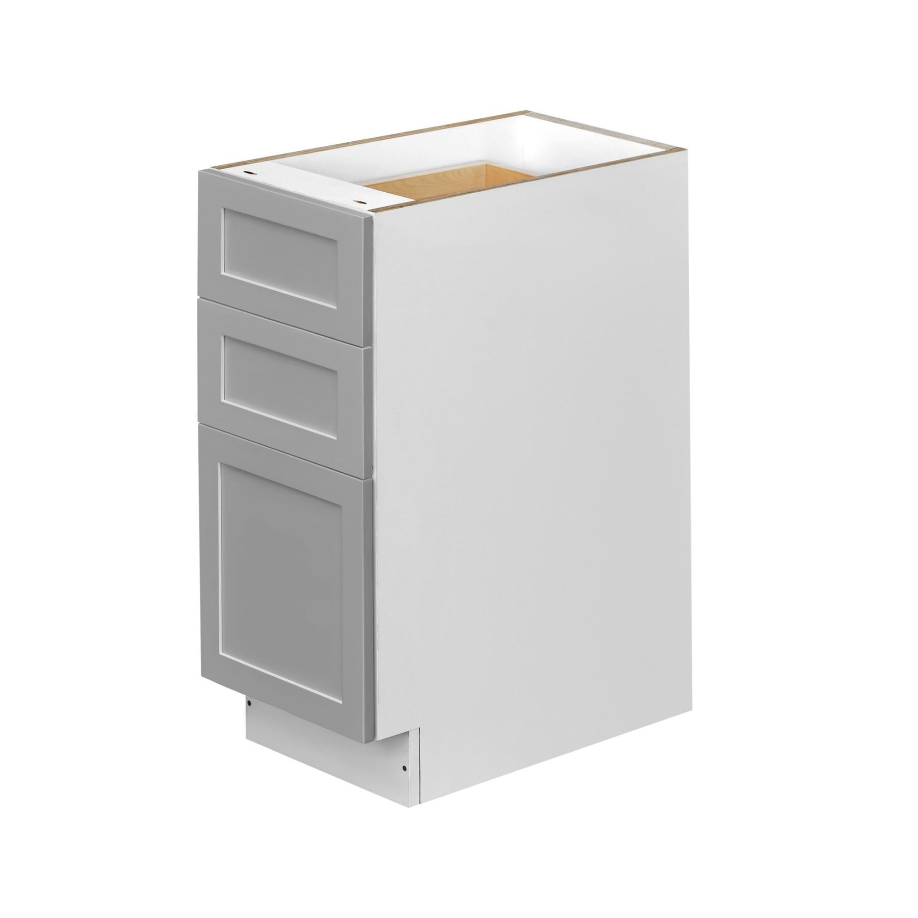 White Box Gray Shaker - 12"W Drawer Base Cabinet 3-Drawers