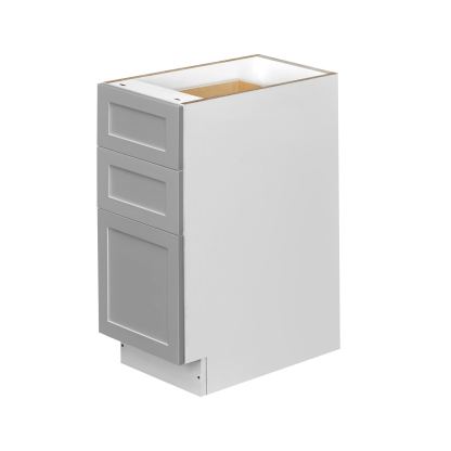 White Box Gray Shaker - 12"W Drawer Base Cabinet 3-Drawers