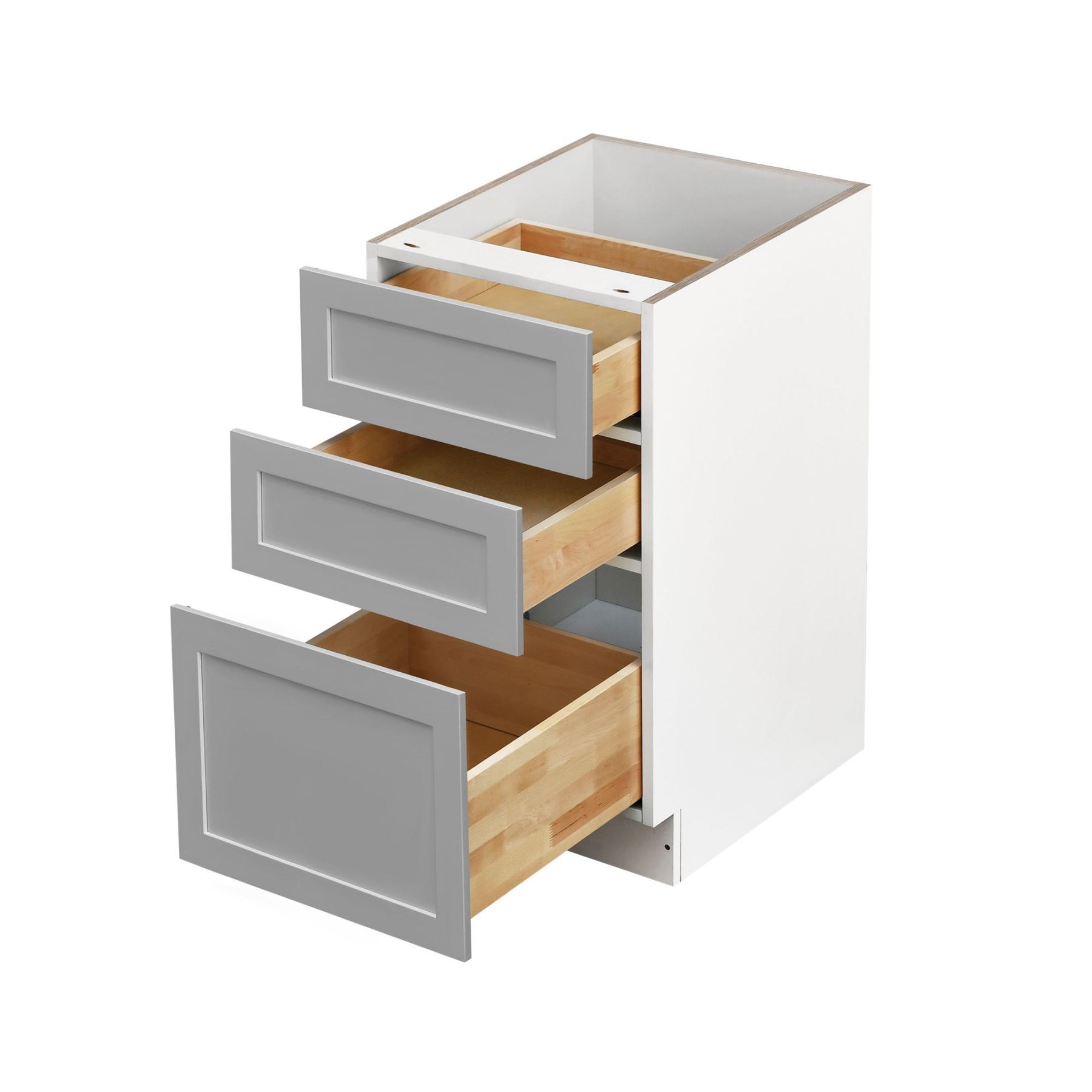 White Box Gray Shaker - 12"W Drawer Base Cabinet 3-Drawers
