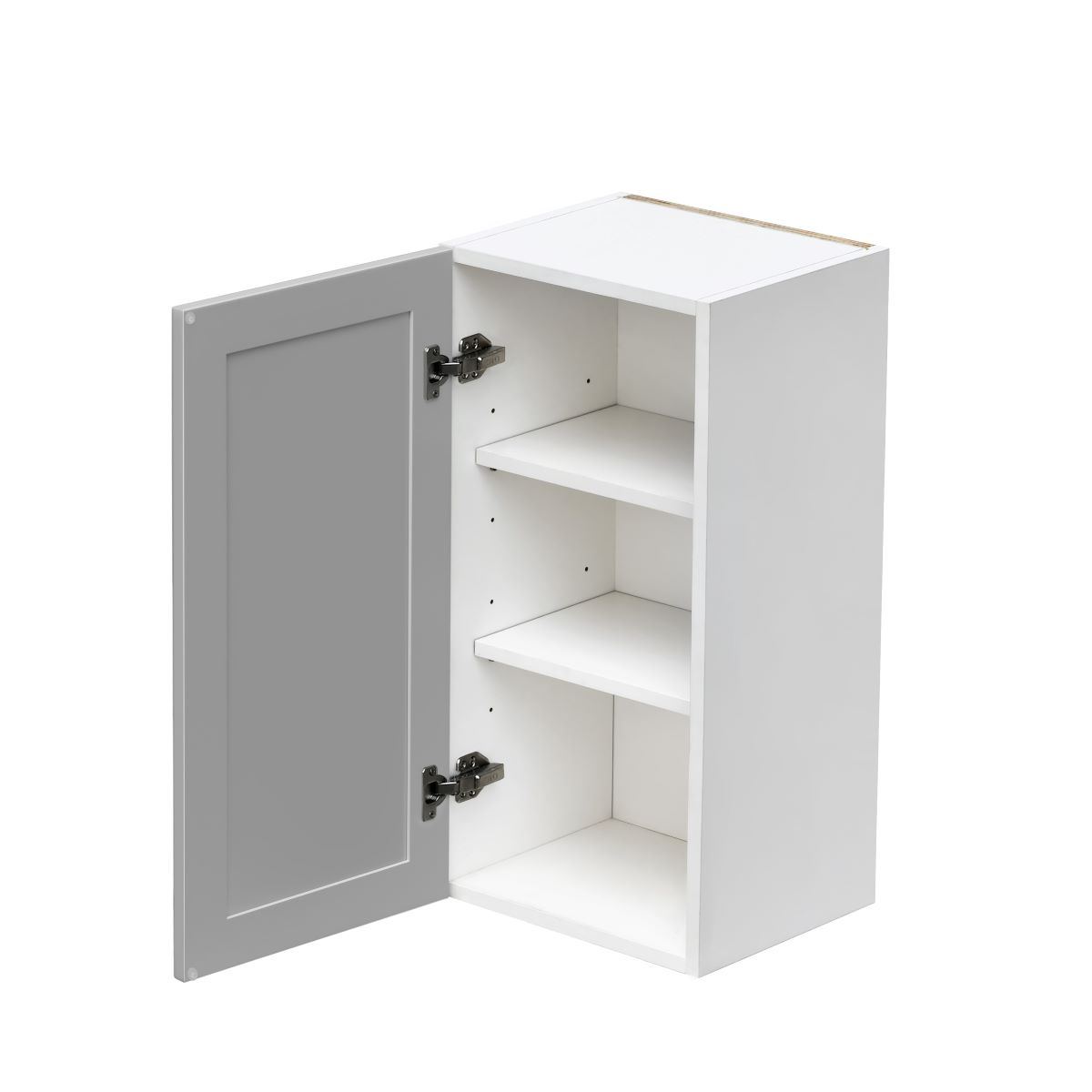 White Box Gray Shaker - 15"W × 30"H Standard Wall Cabinet 1-Door 2-Adjustable Shelves