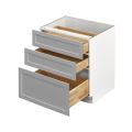 White Box Gray Shaker - 27"W Drawer Base Cabinet 3-Drawers