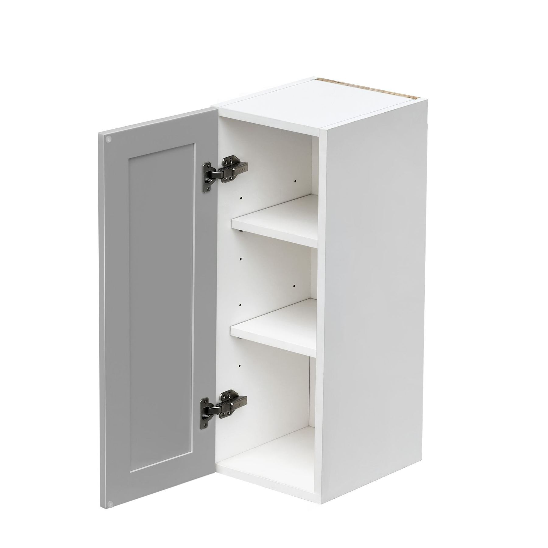 White Box Gray Shaker - 12"W × 30"H Standard Wall Cabinet 1-Door 2-Adjustable Shelves