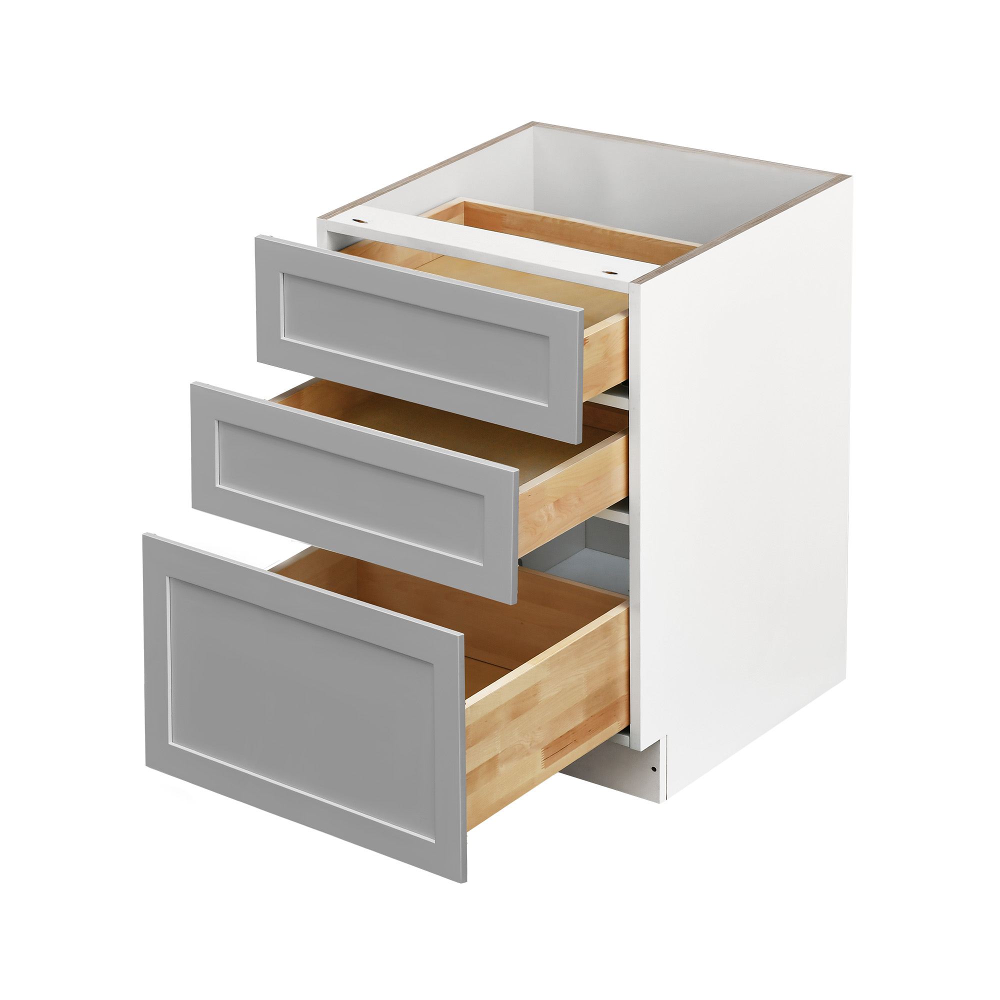 White Box Gray Shaker - 21"W Drawer Base Cabinet 3-Drawers