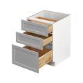 White Box Gray Shaker - 21"W Drawer Base Cabinet 3-Drawers