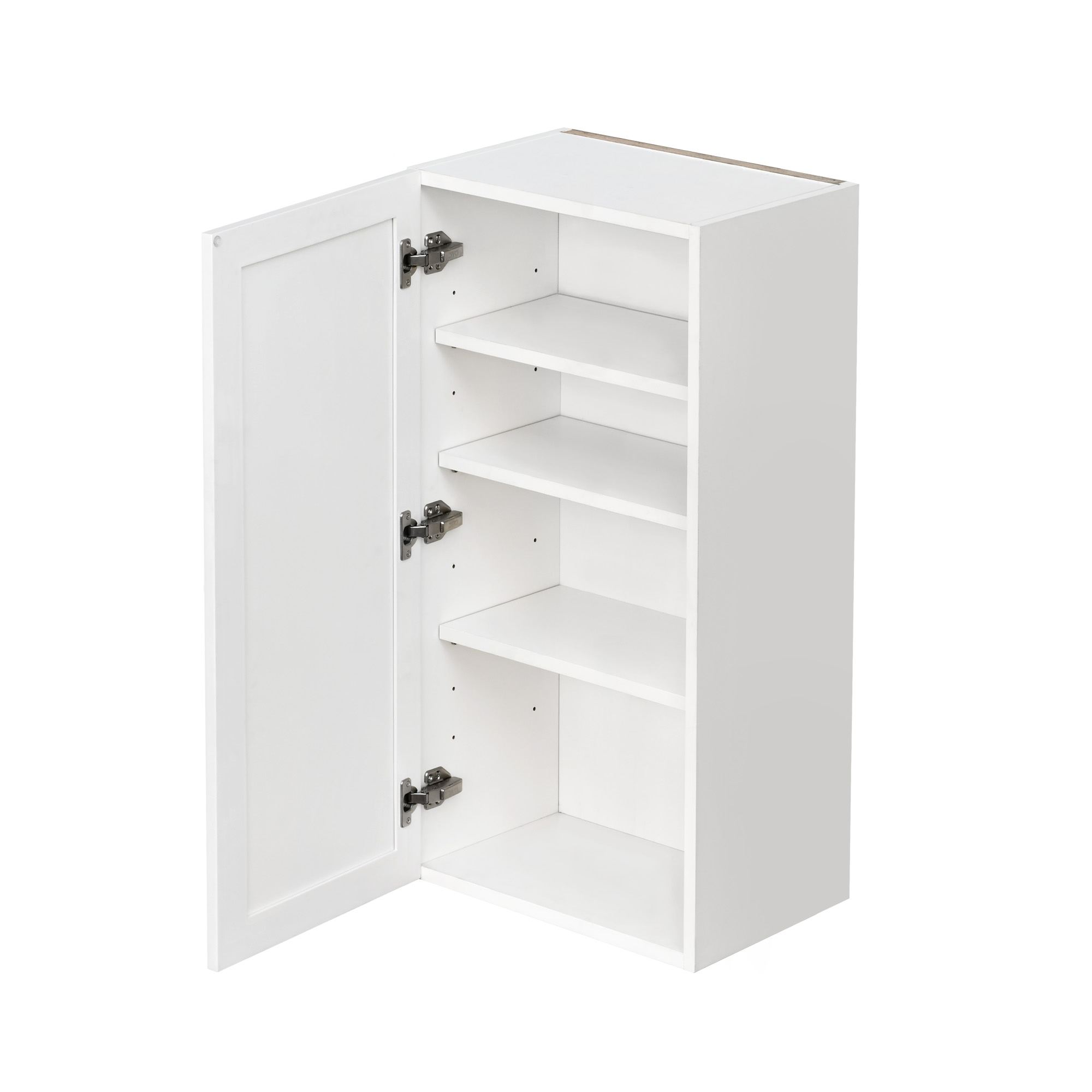 Slim White Shaker - 18"W × 36"H Standard Wall Cabinet 1-Door 3-Adjustable shelves