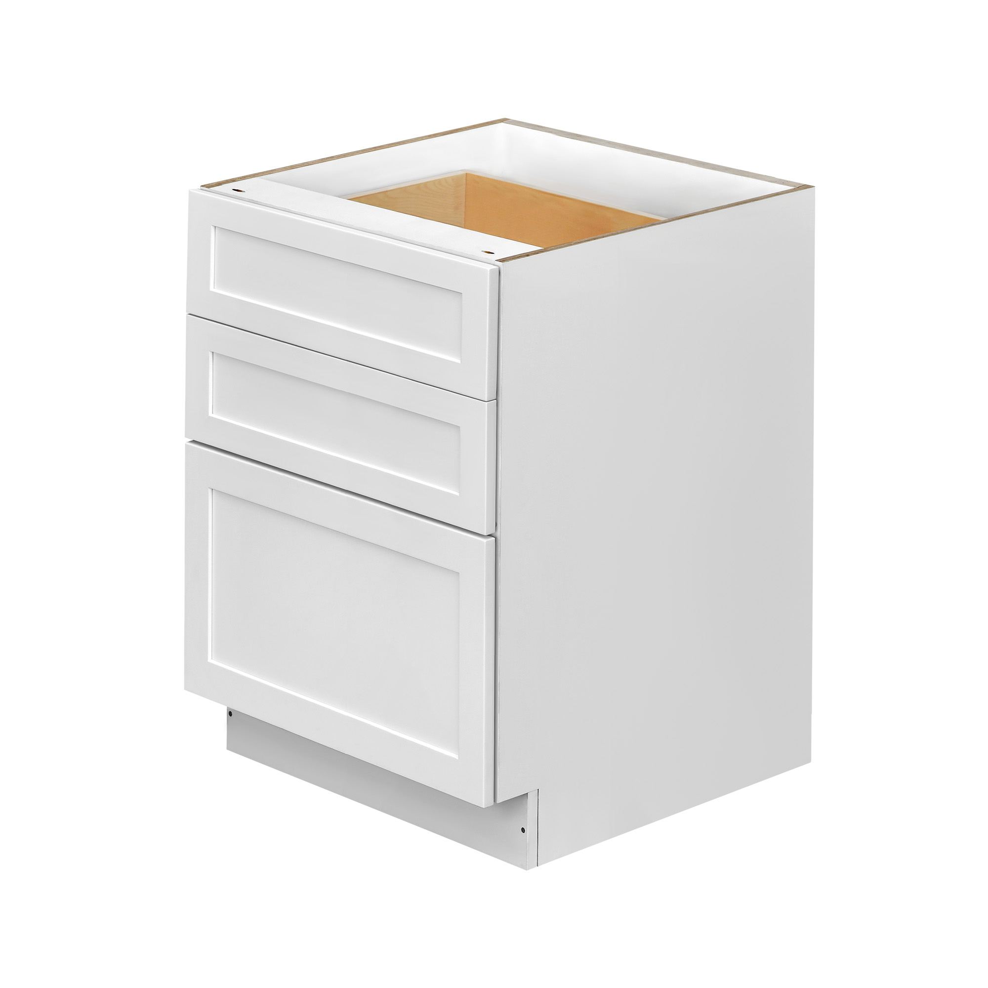 White Shaker - 27"W Drawer Base Cabinet 3-Drawers