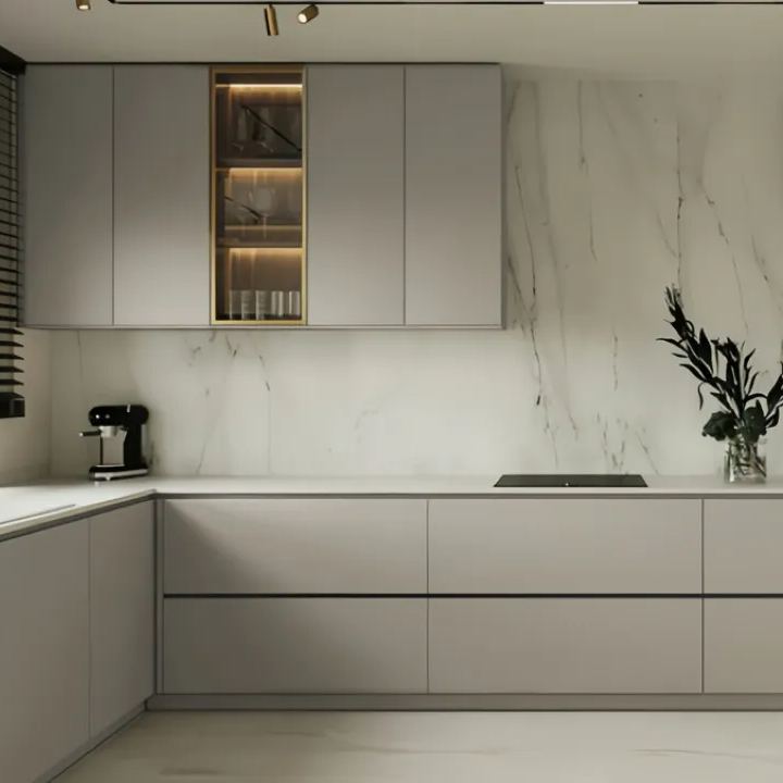 Aspen Collection Stone Gray (Frameless) Sample Door