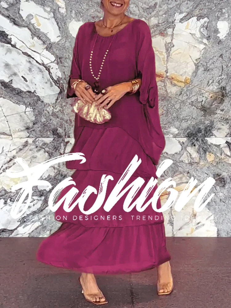 Fashion Chiffon Bat Sleeve Dress