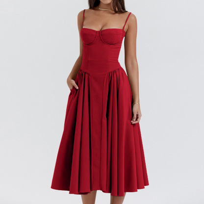 Sleeveless fitted corset midi dress