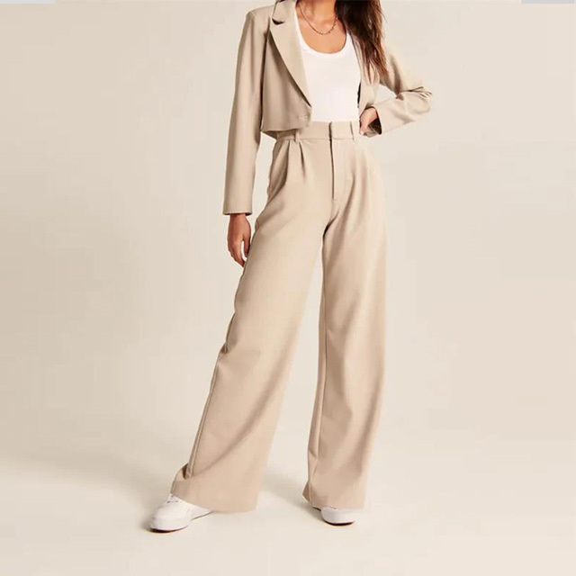 Commuting slimming high waist straight wide leg suit pants