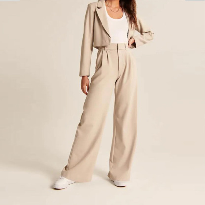Commuting slimming high waist straight wide leg suit pants