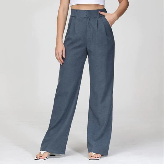 Commuting slimming high waist straight wide leg suit pants