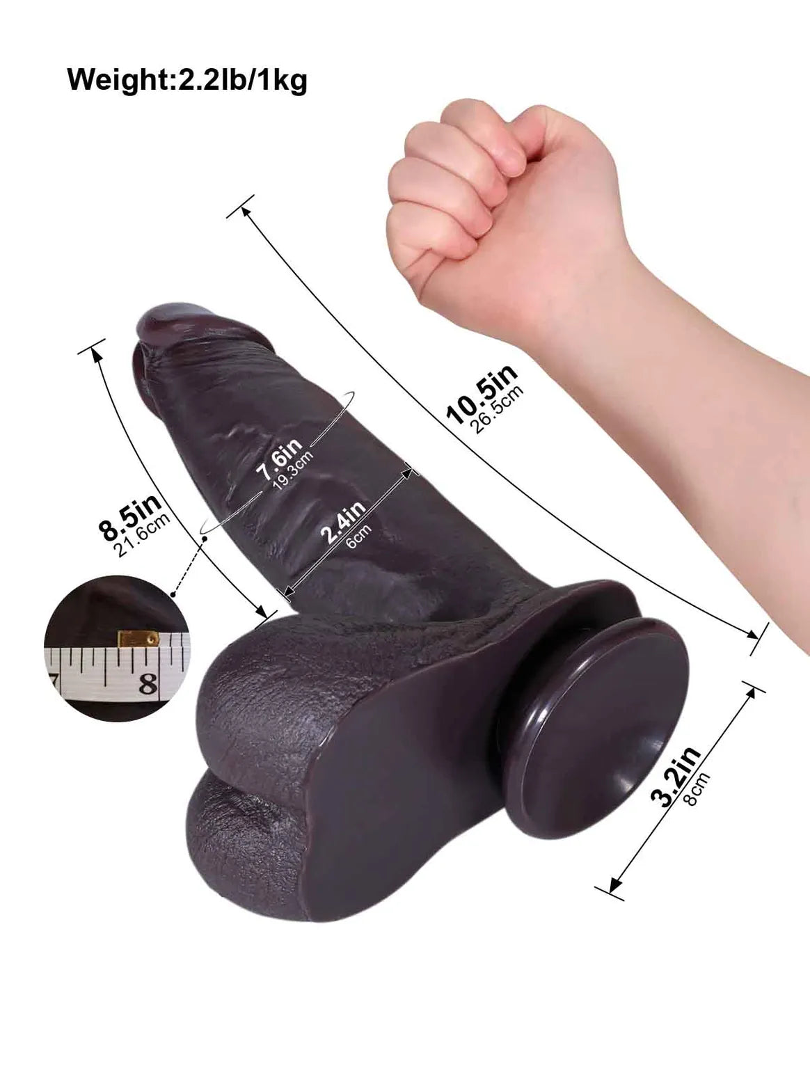 Reed | 10.5" x 2.4" Long Thick Realistic Black Dildo with Sliding Skin and Balls