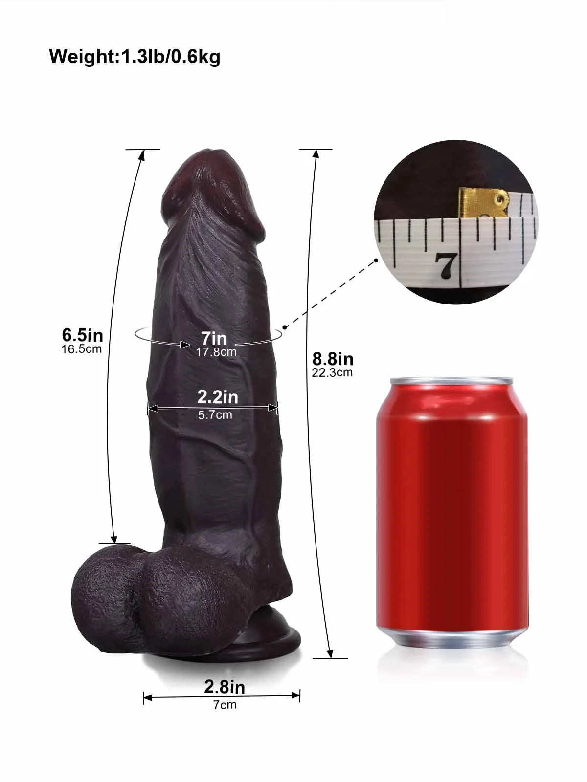 Wade | 8.8" x 2.2" Soft Thick Sliding Skin Black Dildo with Lifelike Dual Density Feel
