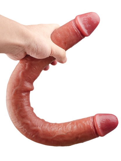 19" * 1.8" 10 Vibration Modes Double Ended Sliding Skin Dildo  - S/M/L Size