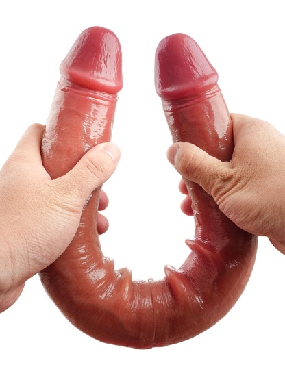 19" * 1.8" 10 Vibration Modes Double Ended Sliding Skin Dildo  - S/M/L Size