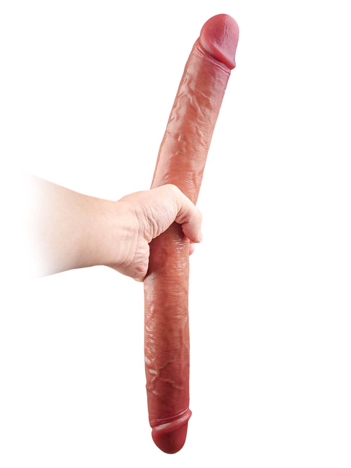 19" * 1.8" 10 Vibration Modes Double Ended Sliding Skin Dildo  - S/M/L Size