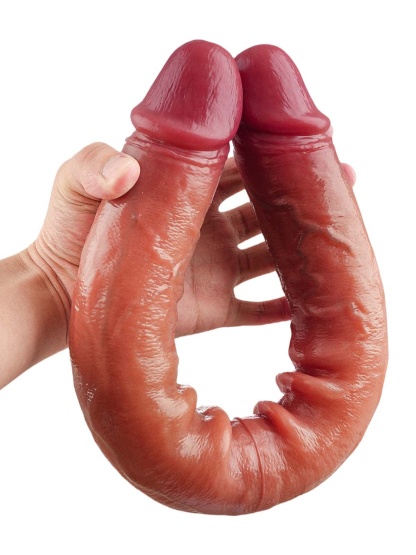 19" * 1.8" 10 Vibration Modes Double Ended Sliding Skin Dildo  - S/M/L Size