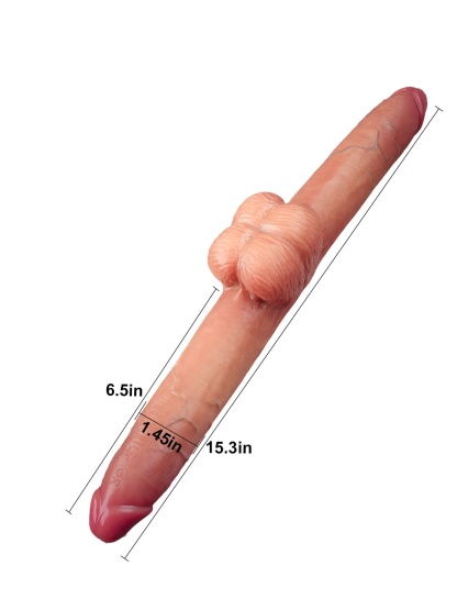 19" * 1.8" Vibrating Double Head Sliding Skin Dildos With Balls  10 Vibration - S/M/L Size