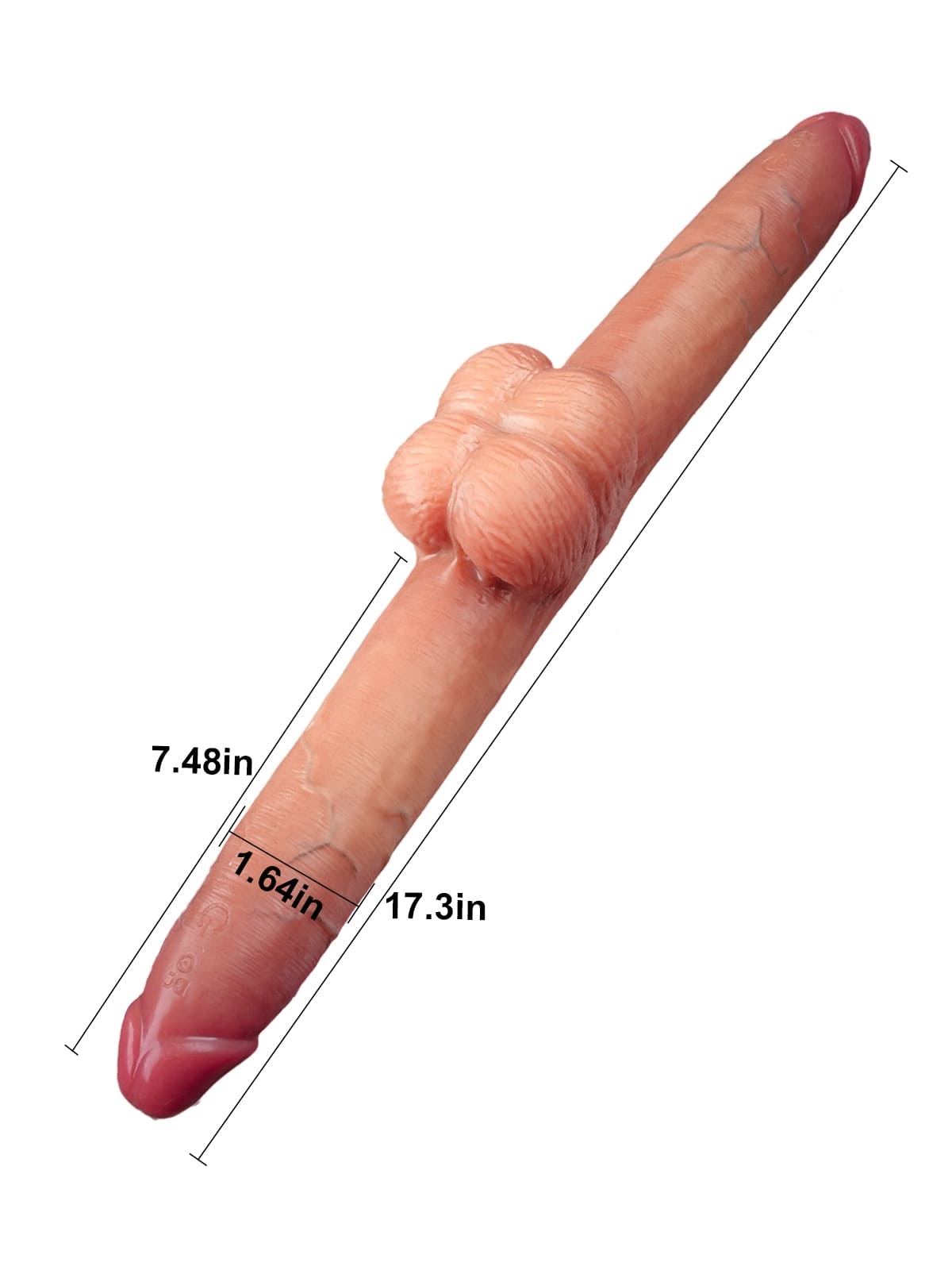 19" * 1.8" Vibrating Double Head Sliding Skin Dildos With Balls  10 Vibration - S/M/L Size