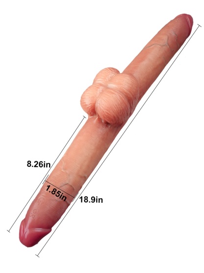 19" * 1.8" Vibrating Double Head Sliding Skin Dildos With Balls  10 Vibration - S/M/L Size