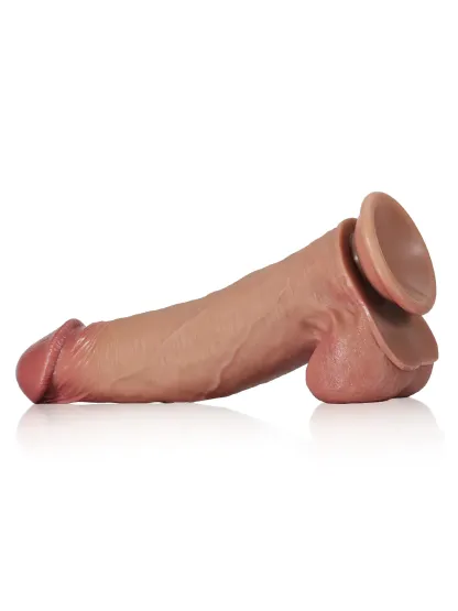  James L 9.1" - D 2.1" Brown Sliding Skin Dildo With Moving Balls